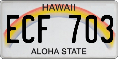 HI license plate ECF703
