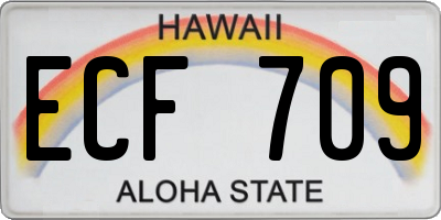 HI license plate ECF709