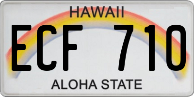 HI license plate ECF710