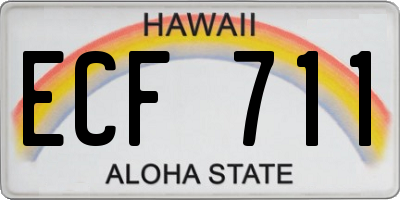 HI license plate ECF711
