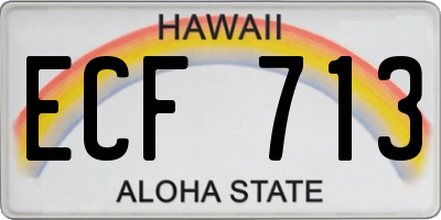 HI license plate ECF713