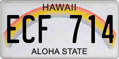 HI license plate ECF714