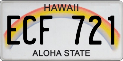 HI license plate ECF721