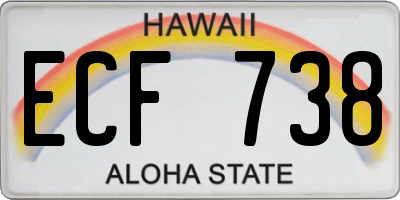 HI license plate ECF738