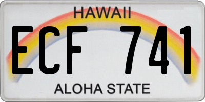 HI license plate ECF741