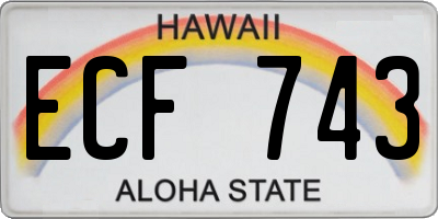 HI license plate ECF743
