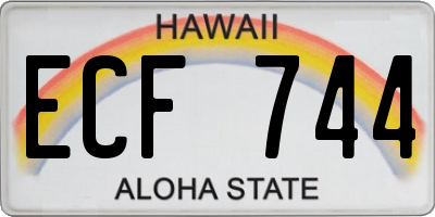 HI license plate ECF744