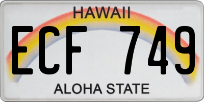 HI license plate ECF749