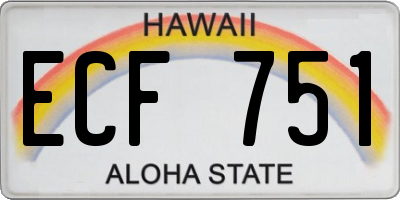 HI license plate ECF751