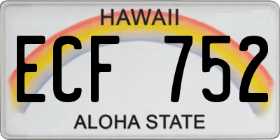 HI license plate ECF752