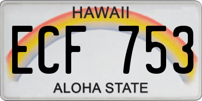 HI license plate ECF753