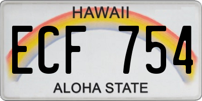 HI license plate ECF754