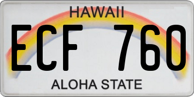 HI license plate ECF760