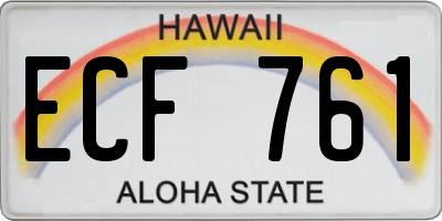 HI license plate ECF761