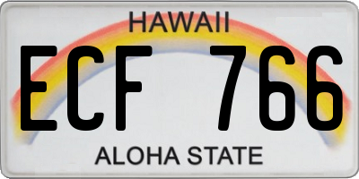 HI license plate ECF766