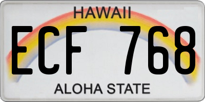 HI license plate ECF768