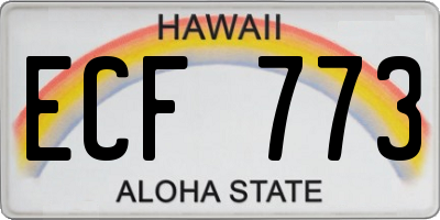 HI license plate ECF773