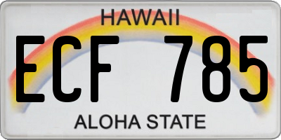 HI license plate ECF785
