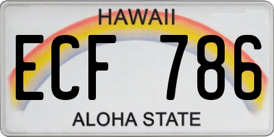 HI license plate ECF786
