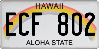 HI license plate ECF802