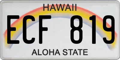 HI license plate ECF819
