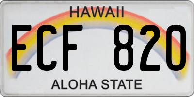 HI license plate ECF820