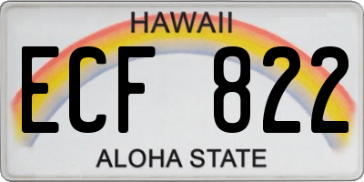 HI license plate ECF822