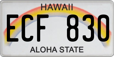 HI license plate ECF830