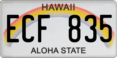 HI license plate ECF835