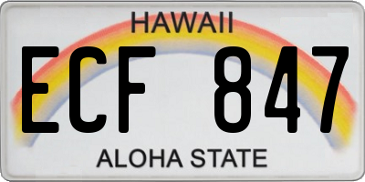 HI license plate ECF847
