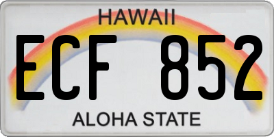 HI license plate ECF852
