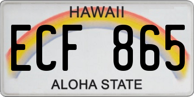 HI license plate ECF865