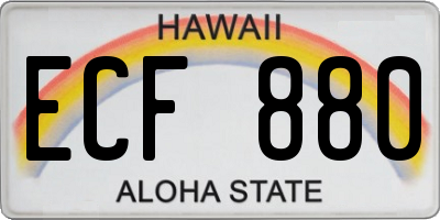 HI license plate ECF880