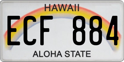 HI license plate ECF884
