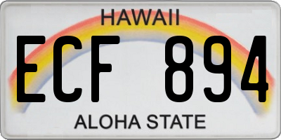 HI license plate ECF894