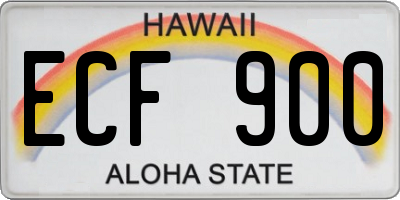 HI license plate ECF900