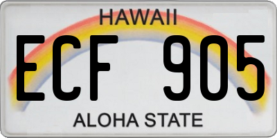 HI license plate ECF905