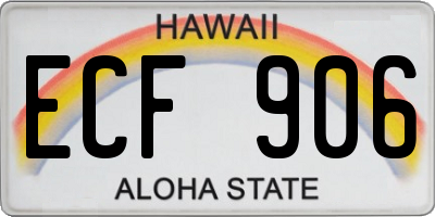 HI license plate ECF906
