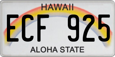 HI license plate ECF925