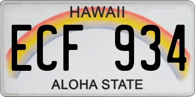 HI license plate ECF934