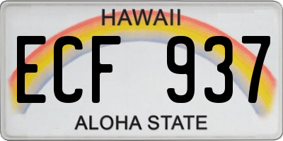 HI license plate ECF937