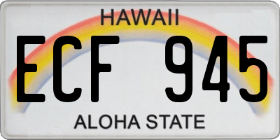 HI license plate ECF945
