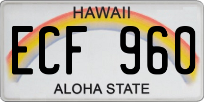 HI license plate ECF960