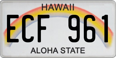 HI license plate ECF961