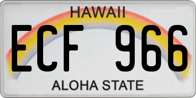 HI license plate ECF966