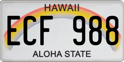 HI license plate ECF988