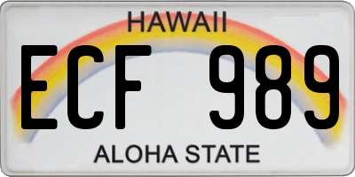 HI license plate ECF989