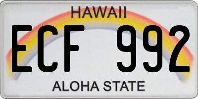 HI license plate ECF992