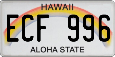 HI license plate ECF996