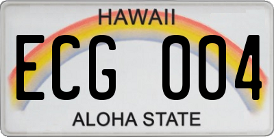 HI license plate ECG004